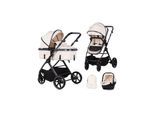 Chipolino Kombikinderwagen Pearl 3 in 1 umbaubar Babyschale Wickeltasche Fußsack beige