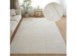 Teppich OTTO HOME "Neele, Boho-Design, Hoch-Tief, waschbar", beige (creme), B:60cm H:12mm L:90cm, Kunstfaser, Teppiche, Teppich, 3D Optik, Skandinavisch, Designteppich, Wohnzimmer, Schlafzimmer