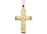 Kettenanhänger JOBO "Anhänger Kreuz", gelb (gelbgold 375), Schmuckanhänger, Damen, Gelbgold 375, Kettenanhänger, 375 Gold gehämmert 30 mm