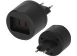 BRENNENSTUHL Adapter "Reisestecker USA - Euro mit 2,5 A Sicherung", schwarz, B:5,5cm H:7,6cm T:5,5cm Ø:5,5mm, Adapter