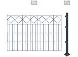 Doppelstabmattenzaun ARVOTEC "ESSENTIAL 80 zum Aufschrauben "Karo" mit Zierleiste", grau (anthrazit), H:80cm, Kunststoff, Stahl, Zaunelemente, Zaunhöhe 80 cm, Zaunlänge 2 - 60 m