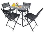 Garten-Essgruppe VCM "5 tlg. Bistroset Balkonset Gartenset Sumila 80x55", schwarz, B:45cm T:46cm, Obermaterial: 80% Textilmaterial TEXMAT. 20% Metall MT., Sitzmöbel-Sets, Garten-Essgruppe
