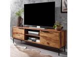 Massive TV-Board Kommode 150cm Sheesham Massivholz Fernsehschrank Lowboard mit 2 Türen