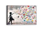 Wandbild REINDERS "Butterfly Girl", bunt (farbe bild(er): mehrfarbig), B:90cm H:60cm T:3cm, Bilder, Wandbild, Kinderzimmer - Mehrfarbig - MDF - Street Art - 90x60 cm