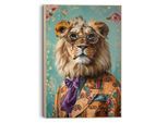 Wandbild REINDERS "Dandy Lion Portrait", bunt (farbe bild(er): mehrfarbig), B:90cm H:60cm T:3cm, Bilder, Wandbild, Wohnzimmer - Kostüm - Mehrfarbig - MDF - Tiere - 90x60 cm