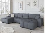 Wohnlandschaft HOME AFFAIRE "Bello U-Form, B: 347 cm", anthrazit, B:347cm, 100% Polyester, Sofas, Wohnlandschaft, Bettfunktion, Bettkasten & 2 Zierkissen, Federkern