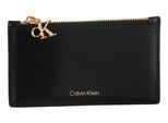 Kartenetui CALVIN KLEIN "CK PULLER 6CC ZIP CARDCASE", Damen, schwarz, Leder, unifarben, Kleinlederwaren, mit CK-Anhänger