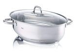 Bräter FISSLER "Fassungsvermögen 7,1 Liter", silber (silberfarben), B:25,5cm H:12,4cm L:38cm, Töpfe, Induktion, Maße ca. L x B x H: 38 x 25,5 x 12,4 cm