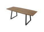 Livetastic , Braun, Schwarz , Metall, Holz , furniert , bootsförmig , 85x75x160-200 cm , Esszimmer, Esszimmertische, Esstische, Holztische, Esstische Holz