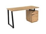 Möbelix , Schwarz, Eiche Artisan , Metall, Holzwerkstoff , 1 Schublade(n) Schubladen , rechteckig , 140x74x60 cm , Büromöbel, Schreibtische, Schreibtische