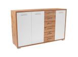 Möbelix , Weiß, Eichefarben , Holz , 4 Fächer , 6 Schublade(n) Schubladen , 190x105x44 cm , stehend ,