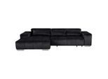 Livetastic , Schwarz , Textil , Uni , Ottomane links, L-Form , 307x186 cm , Made in EU , elektrischer Sitzvorzug ,