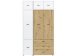 Möbelix , Weiß, Eiche Artisan , Holzwerkstoff , 1 Fächer , 3 Schublade(n) Schubladen , 135x239.40x52.1 cm , Beimöbel erhältlich ,