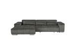 Livetastic , Anthrazit , Textil , Uni , Ottomane links, L-Form , 307x186 cm , Made in EU , elektrischer Sitzvorzug ,