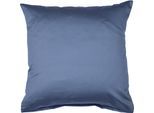 Kissenbezug JANINE "Colors Mako Satin", blau (taubenblau), B:50cm L:50cm, Mako-Satin, Obermaterial: 100% Baumwolle, Kissenbezüge, Kissenbezug, mit Reißverschluss, uni Kissenhülle, feinfädig, 100% Baumwolle
