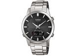 Funkchronograph CASIO FUNK, schwarz (silberfarben, schwarz), Armbanduhren, Herren, Solaruhr, Armbanduhr, Herrenuhr, Funkuhr, Edelstahlarmband, Saphirglas