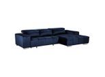 Livetastic , Dunkelblau , Textil , Uni , Ottomane rechts, L-Form , 307x186 cm , Made in EU , elektrischer Sitzvorzug , Wohnzimmer, Sofas & Couches, Wohnlandschaften, Ecksofas