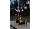 KONSTSMIDE LED-Lichterkette "Party-Lichterkette außen", Energieeffizienz: F, schwarz, Dioden 10 Stk. Flammen 10 Stk., Gesamtlänge 14,5m, Lichterketten, LED globe Party Lichterkette, retro Design, schwarz, 10 Dioden, LED-Lichterkette