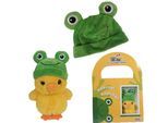Kuscheltier HEUNEC "Ente 13 cm mit Froschmütze", gelb, grün, Plüschfiguren, KinderH:13cm, Polyester, Kuscheltier, H:13cm