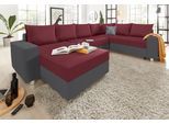 Wohnlandschaft COLLECTION AB "Paris U-Form, B: 310 cm", lila (anthrazit, lila), B:310cm H:85cm T:212cm, Kunstleder SOFTLUX / Struktur (100% Polyester);Microfaser PRIMABELLE (100% Polyester);Zierkissen: 100% Polyester;Microfaser PRIMABELLE (100% Polyester) / Struktur (100% Polyester), Sofas, Wohnlandschaft, Zierkissen & Federkern, optional Bettfunktion & Bettkasten