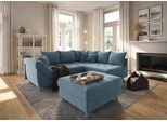 Ecksofa COLLECTION AB "Innsbruck L-Form, B: 247 cm", blau, B:247cm H:87cm T:189cm, Microfaser PRIMABELLE (100% Polyester), Struktur (90% Polyester, 10% Polyacryl), Samtvelours (100% Polyester), Luxus-Microfaser Antiklederoptik (100% Polyester), Sofas, Ecksofa, 3 Zierkissen, Federkern