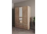 Kleiderschrank PRIESS "Schrank Garderobe Wäscheschrank Barcelona in 5 Breiten", braun (struktureichefarben hell), B:140cm H:193cm T:54cm, Holzwerkstoff, Schränke, Kleiderschrank, viel Stauraum, geräumige Schubkästen, mit Spiegel, MADE IN GERMANY