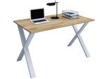Schreibtisch VCM "Schreibtisch Bürotisch Computertisch 110x80 Lona X", braun (silber, honig, eiche), B:110cm T:80cm, Tische, Schreibtisch