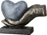 Skulptur GILDE "Skulptur Heart in your Hand", schwarz (bronzefarben), B:18cm H:12cm T:10cm, Kunstharz, Dekofiguren, Skulptur