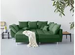 Ecksofa COLLECTION AB "Innsbruck L-Form, B: 247 cm", grün (flaschengrün), B:247cm H:87cm T:189cm, Microfaser PRIMABELLE (100% Polyester), Struktur (90% Polyester, 10% Polyacryl), Samtvelours (100% Polyester), Luxus-Microfaser Antiklederoptik (100% Polyester), Sofas, Ecksofa, Set: Sofa & Hocker, 3 Zierkissen, Federkern