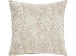 Dekokissen DONE. "Leaf Lines", grau (taupe, braun), B:45cm L:45cm, Obermaterial: 72% Baumwolle, 28% Polyester, Dekokissen_Sitzkissen_Kissenhüllen, Kissenhülle vorderseitig Jacquardgewebt