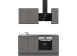 Küchenzeile NOBILIA "Riva II", NEU: individuell anpassbar mit gratis Profi-Beratung", grau (küche: grau, korpus: schiefergrau, arbeitsplatte: beton schiefergrau nachbildung), B:180,3cm H:216,6cm T:60cm, Komplettküchen-Sets, Küchenzeile, vormontiert, Breite 180 cm, Ausrichtung wählbar, wahlw. mit E-Geräten