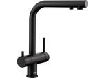 Küchenarmatur BLANCO "FONTAS II", schwarz matt, B:25cm H:30cm T:16cm, Messing, Armaturen, 3-in-1-Armatur für Kalt- und Warmwasser sowie für gefiltertes Wasser