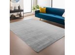 Teppich AYYILDIZ TEPPICHE "JOY 1400, auch als Läufer", silber, B:140cm H:11mm L:200cm, Polyester, Teppiche, Teppich, besonders weich, uni Kurzflor, Wohnzimmer, Kinderzimmer