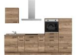Küchenzeile NOBILIA "Structura I", NEU: individuell anpassbar mit gratis Profi-Beratung", braun (küche: braun, korpus: eiche havanna nachbildung, arbeitsplatte: eiche havanna nachbildung), B:300,3cm H:216,6cm T:60cm, Komplettküchen-Sets, Küchenzeile, vormontiert, Breite 300 cm, Ausrichtung wählbar, wahlw. mit E-Geräten