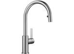 Küchenarmatur BLANCO "CANDOR-S", edelstahl gebürstet, B:5,2cm H:37,1cm T:23,9cm, Edelstahl, Armaturen, Hochdruck, aus Edelstahl mit ausziehbarem Auslauf