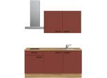Küchenzeile NOBILIA "Easytouch I", NEU: individuell anpassbar mit gratis Profi-Beratung", rot (küche: rot, korpus: eiche sierra nachbildung, arbeitsplatte: eiche sierra nachbildung), B:180,3cm H:216,6cm T:60cm, Komplettküchen-Sets, Küchenzeile, vormontiert, Breite 180 cm, Ausrichtung wählbar, wahlw. mit E-Geräten