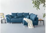 Ecksofa COLLECTION AB "Innsbruck L-Form, B: 247 cm", blau (marineblau), B:247cm H:87cm T:189cm, Microfaser PRIMABELLE (100% Polyester), Struktur (90% Polyester, 10% Polyacryl), Samtvelours (100% Polyester), Luxus-Microfaser Antiklederoptik (100% Polyester), Sofas, Ecksofa, 3 Zierkissen, Federkern