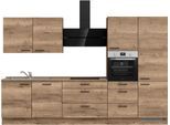 Küchenzeile NOBILIA "Structura II", NEU: individuell anpassbar mit gratis Profi-Beratung", braun (küche: braun, korpus: eiche havanna nachbildung, arbeitsplatte: eiche havanna nachbildung), B:330,3cm H:216,6cm T:60cm, Komplettküchen-Sets, Küchenzeile, vormontiert, Breite 330 cm, Ausrichtung wählbar, wahlw. mit E-Geräten