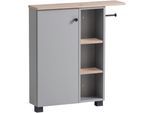 Mehrzweckschrank WELLTIME "Lugo, Breite 70 cm", grau (platingrau, wildeichefarben), B:70,7cm H:76,8cm T:17cm, FSC-zertifizierter Holzwerkstoff, Schränke, Mehrzweckschrank, Holzdekor mit fühlbarer Struktur, Regal beidseitig montierbar