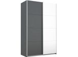 Schwebetürenschrank RAUCH "Quadra Kleiderschrank Schrank Gaderobe", weiß (grau metallic, weiß), B:136cm H:210cm T:62cm, Holzwerkstoff, Schränke, Schwebetürenschrank, mit Möglichkeit zur individuellen Frontgestaltung, leichtgängige Türen