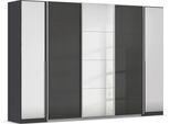 Schwebetürenschrank OTTO HOME "Dreh-/Schwebetürenschrank Kleiderschrank Familie, Agordo", grau (graumetallic, hochglanz effektgrau), B:301cm H:210cm T:62cm, Holzwerkstoff, Schränke, Schwebetürenschrank