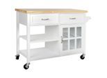 Livetastic Servierwagen, Natur, Weiß, Holz, Glas, Holzwerkstoff, Kiefer, Kautschukholz, massiv, 2 Schublade(n) Schubladen, rechteckig, 117x86x48 cm, Esszimmer, Barmöbel, Barwagen