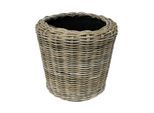 WDMT Grijze rotan plantenmand – Ø 45 x 47 cm – waterdichte binnenpot – grijs