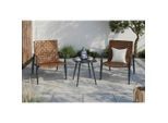 Ambia Garden Balkonset , Braun, Schwarz , Metall, Kunststoff, Glas , 3-teilig , Rundrohr , 178x72.3x77.5 cm , lichtecht, wetterbeständig, Tische mit Glasplatte , Gartenmöbel, Gartengarnituren, Gartenmöbel-Sets