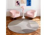 Wollteppich TED BAKER "Clarissa, auch in rund", grau (grau, beige), H:11mm Ø:200cm, Wolle, Teppiche, Wolle, Abstrakt, Natur, Wohnzimmer, Schlafzimmer, Modern, Geometrisch