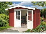 Gartenhaus LASITA MAJA "Baltimore", rot (schwedenrot), ohne Fußboden, ohne Dacheindeckung, Massivholz, Gartenhäuser, Gartenhaus, Blockbohlenhaus 28mm, Fundamentmass 2920x2300, Schwedenrot