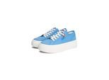Plateausneaker TOMMY JEANS "TJW FLATFORM SNEAKER CHARMS", Damen, Gr. 38, blau, Baumwolle, unifarben, Schuhe Plateausneaker, Halbschuh, Schnürer, Freizeischuh mit kleiner TJ-Flagge als Anhänger