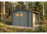 Gartenhaus WEKA "Killarney", grüngrau, anthrazit, ohne Fußboden, ohne Dacheindeckung, Massivholz, Gartenhäuser, Gartenhaus, Doppeltür, 1/4 verglast
