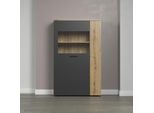 Highboard HOME AFFAIRE "Estepona", schwarz (anthrazit und eichefarben), B:90cm H:146cm T:42cm, Sideboards, Highboard, Highboard mit 2 Türen - (B/T/H) 90/42/146 cm