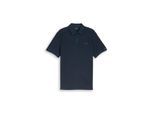 TOM TAILOR Herren Piqué Poloshirt mit Logo-Badge, blau, Uni, Gr. M